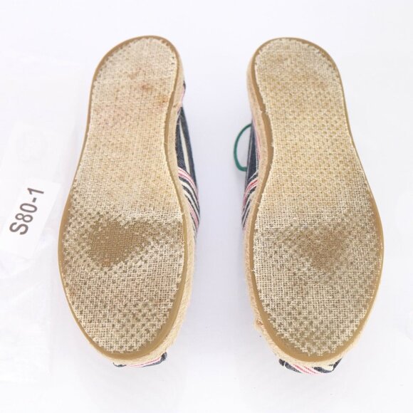 TOMS Womens Classic Alpargata Slip On Shoe Size 7.5 Navy Red Flat Espadrille - Picture 8 of 12